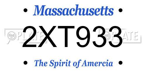 2XT933 Massachusetts License Plate