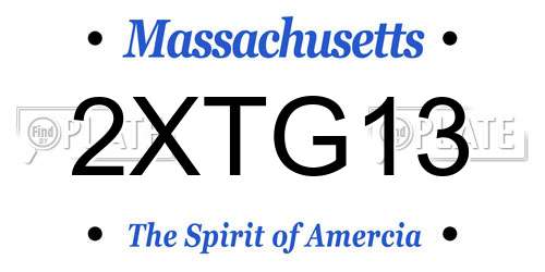 2XTG13 Massachusetts License Plate
