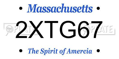 2XTG67 Massachusetts License Plate