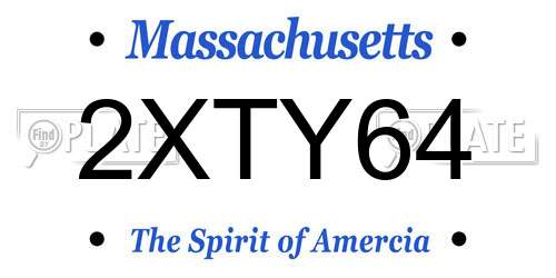 2XTY64 Massachusetts License Plate