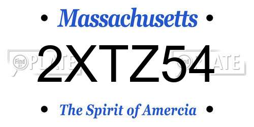 2XTZ54 Massachusetts License Plate