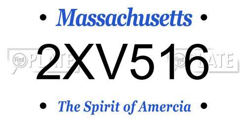 2XV516 Massachusetts License Plate