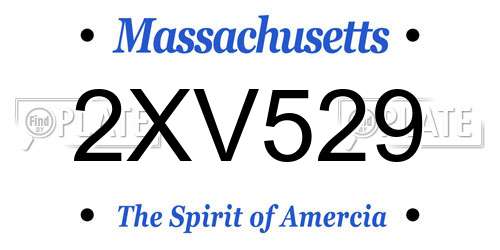 2XV529 Massachusetts License Plate