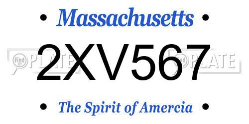 2XV567 Massachusetts License Plate