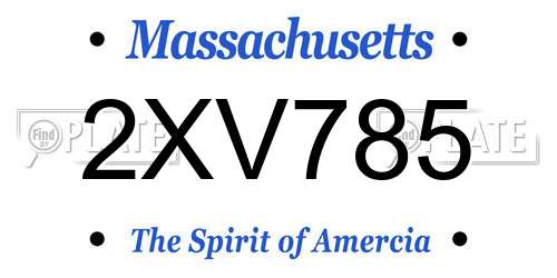 2XV785 Massachusetts License Plate