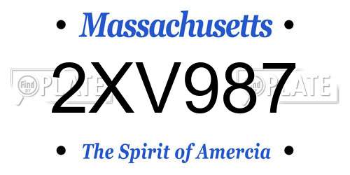 2XV987 Massachusetts License Plate