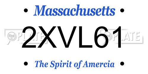2XVL61 Massachusetts License Plate