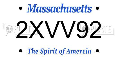 2XVV92 Massachusetts License Plate