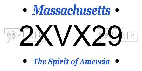 2XVX29 Massachusetts License Plate