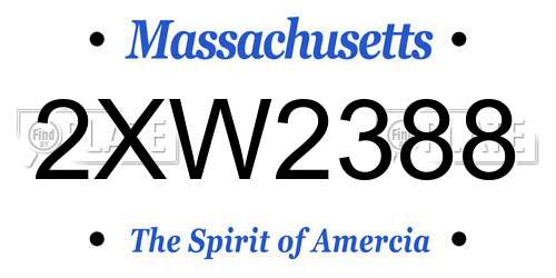 2XW2388 Massachusetts License Plate