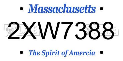 2XW7388 Massachusetts License Plate