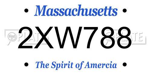2XW788 Massachusetts License Plate