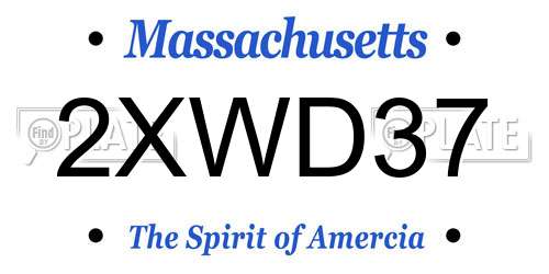 2XWD37 Massachusetts License Plate