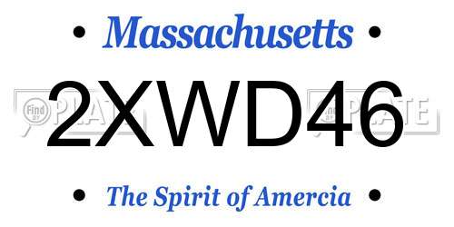 2XWD46 Massachusetts License Plate