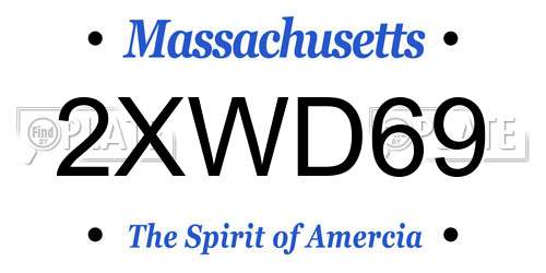 2XWD69 Massachusetts License Plate