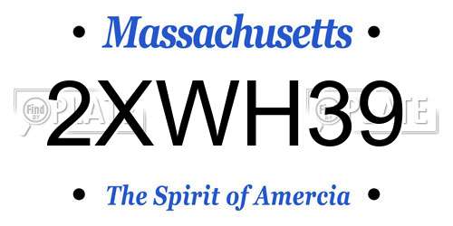 2XWH39 Massachusetts License Plate
