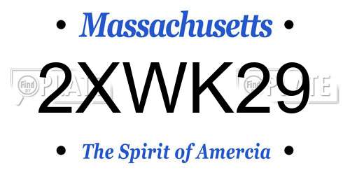 2XWK29 Massachusetts License Plate