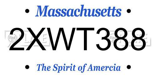 2XWT388 Massachusetts License Plate