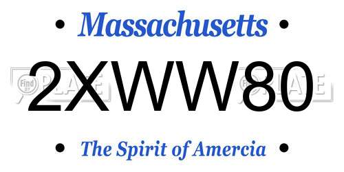 2XWW80 Massachusetts License Plate