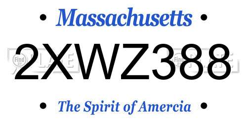 2XWZ388 Massachusetts License Plate