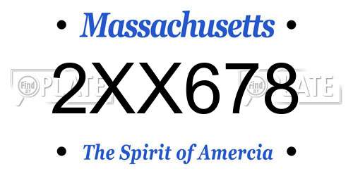2XX678 Massachusetts License Plate