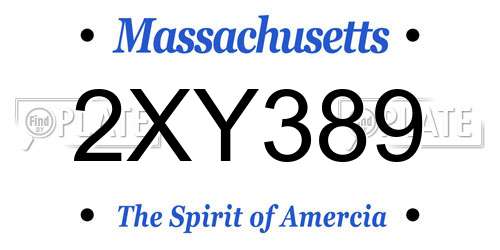 2XY389 Massachusetts License Plate