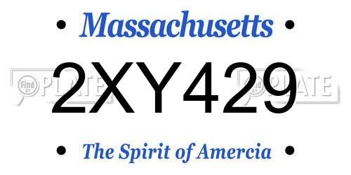 2XY429 Massachusetts License Plate