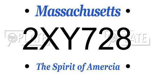2XY728 Massachusetts License Plate