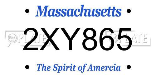 2XY865 Massachusetts License Plate
