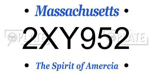 2XY952 Massachusetts License Plate