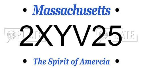 2XYV25 Massachusetts License Plate