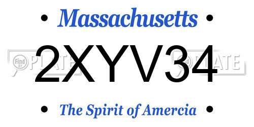 2XYV34 Massachusetts License Plate