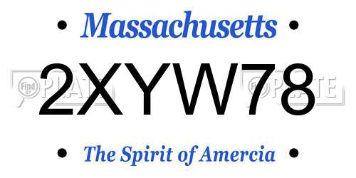 2XYW78 Massachusetts License Plate