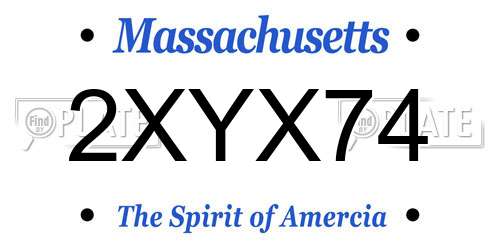 2XYX74 Massachusetts License Plate
