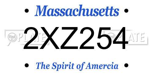 2XZ254 Massachusetts License Plate