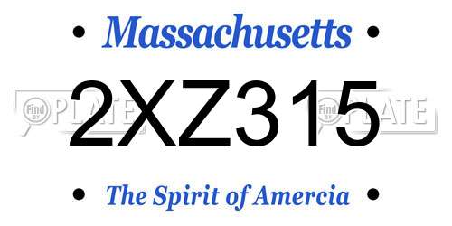 2XZ315 Massachusetts License Plate