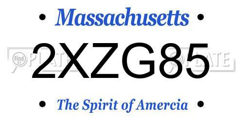 2XZG85 Massachusetts License Plate
