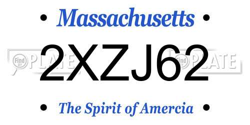 2XZJ62 Massachusetts License Plate