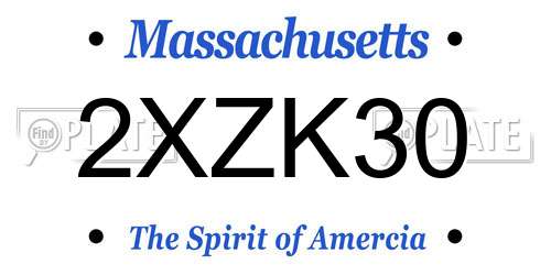 2XZK30 Massachusetts License Plate