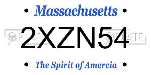 2XZN54 Massachusetts License Plate