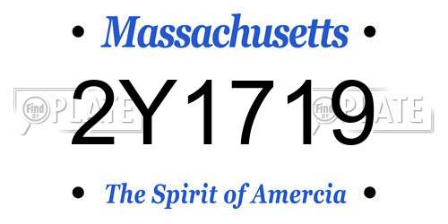 2Y1719 Massachusetts License Plate