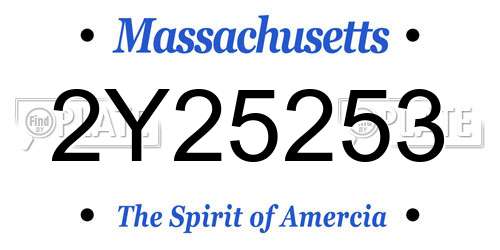 2Y25253 Massachusetts License Plate