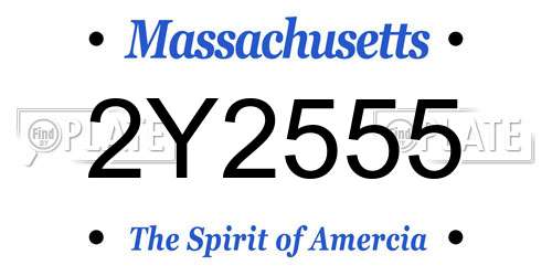2Y2555 Massachusetts License Plate