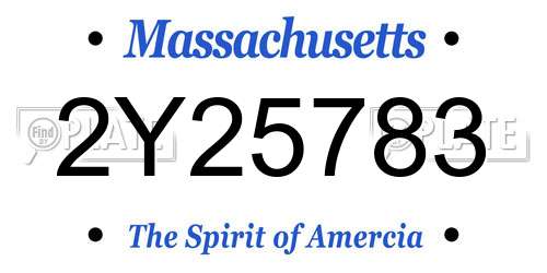 2Y25783 Massachusetts License Plate