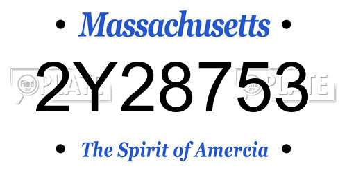 2Y28753 Massachusetts License Plate