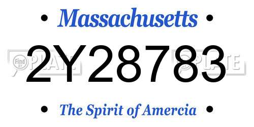 2Y28783 Massachusetts License Plate