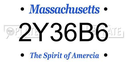 2Y36B6 Massachusetts License Plate
