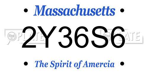 2Y36S6 Massachusetts License Plate