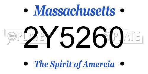 2Y5260 Massachusetts License Plate