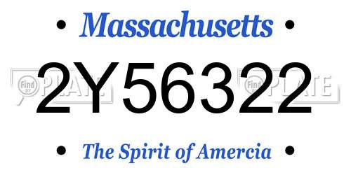 2Y56322 Massachusetts License Plate